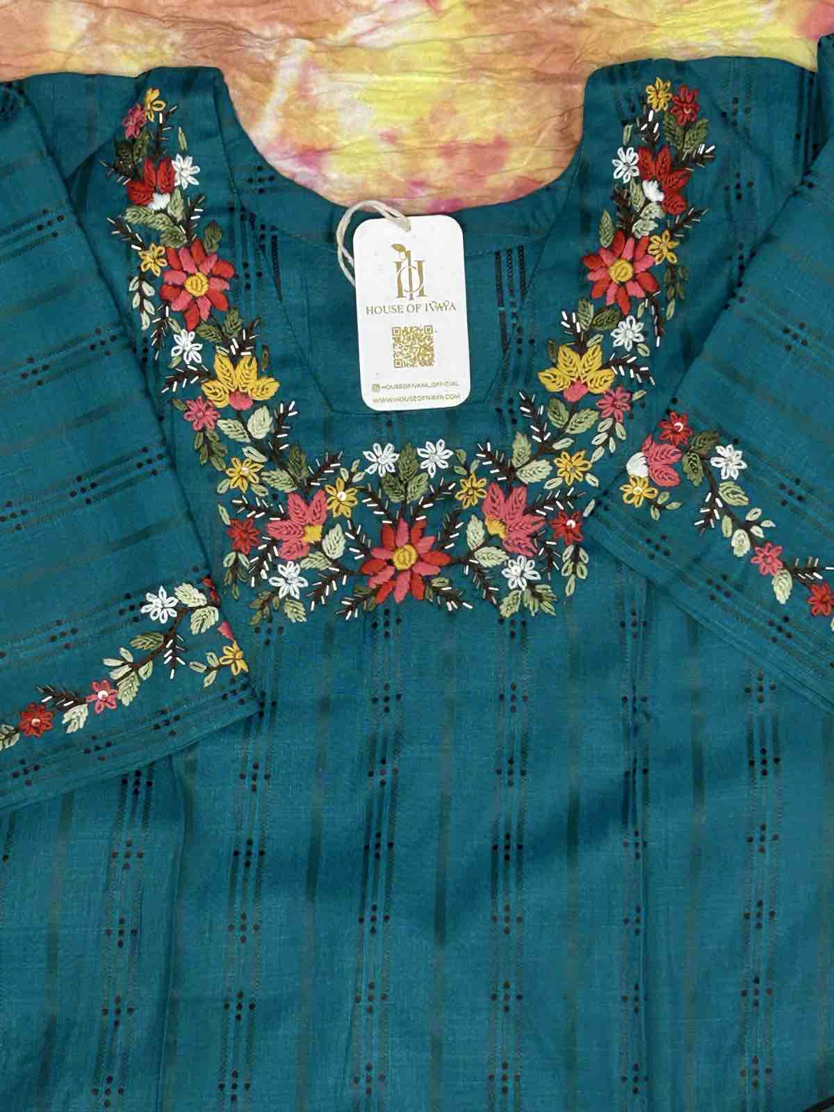 Mehfil Teal Handcrafted Kurti
